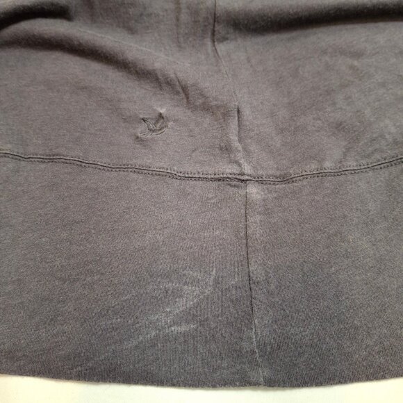 Babydoll Racerback Knit Mini Dress Size M Dusty Blue Grey Gathered Stretch - Picture 13 of 14